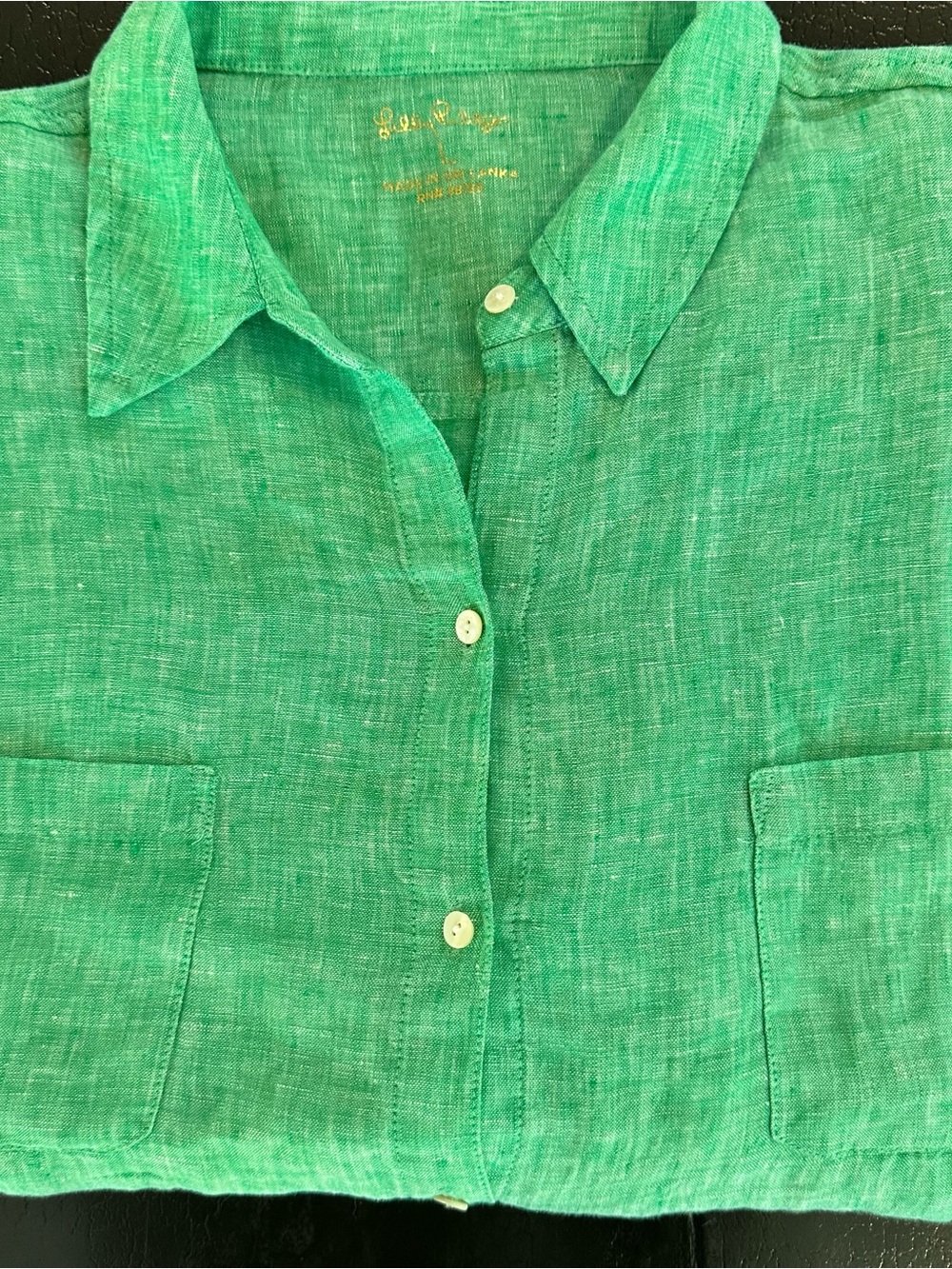 Lilly Pulitzer Sea View Linen Button Down Shirt Green Size Small - Picture 10 of 16